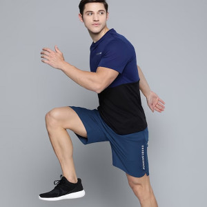 Men Blue Solid Regular Running Shorts