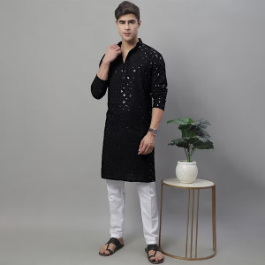 Geometric Embroidered Kurta