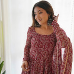 Printed Gotta Patti Anarkali Kurta with Trousers & With Dupatta