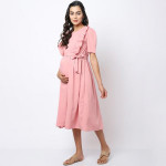 Pink Maternity Midi Dress