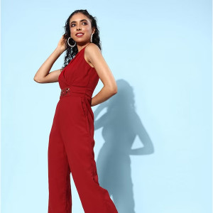 Women Maroon Detail Jumpsuit