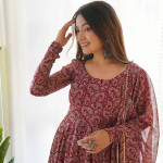 Printed Gotta Patti Anarkali Kurta with Trousers & With Dupatta