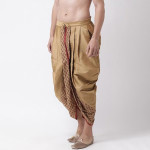 Men Golden & Maroon Solid Silk Dhoti Pants