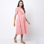 Pink Maternity Midi Dress