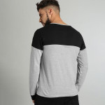 Men Grey & Black Colour blocked T-shirt