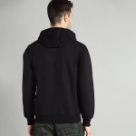 Men Black & White Printed Hooded Sweatshirt