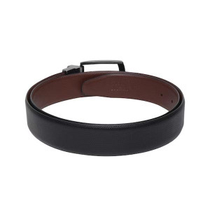 Men Black & Brown Textured Leather Reversible Belt