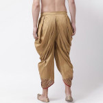 Men Golden & Maroon Solid Silk Dhoti Pants