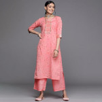 Women Pink Ethnic Printed Wide Leg Palazzos