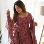 Printed Gotta Patti Anarkali Kurta with Trousers & With Dupatta